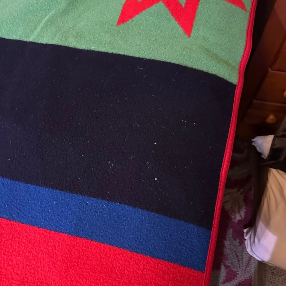 Pendleton Beaver State Sioux Star Wool Blanket Reversible Red Green 77x63 USA